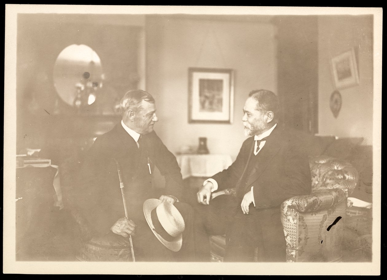 Robley Dunglison Evans ellentengernagy egy másik férfival ült, 1906 (ezüst zselatin nyomat) alkotó: Byron Company