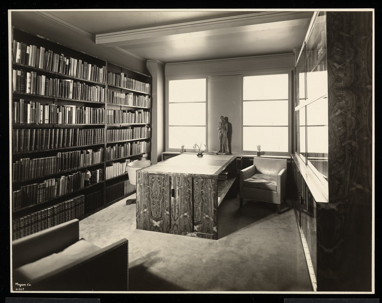 A könyvtár Mr. John A. Dunbar otthonában, 50 East 77th Street, New York, 1931 (ezüst zselatin nyomat) alkotó: Byron Company