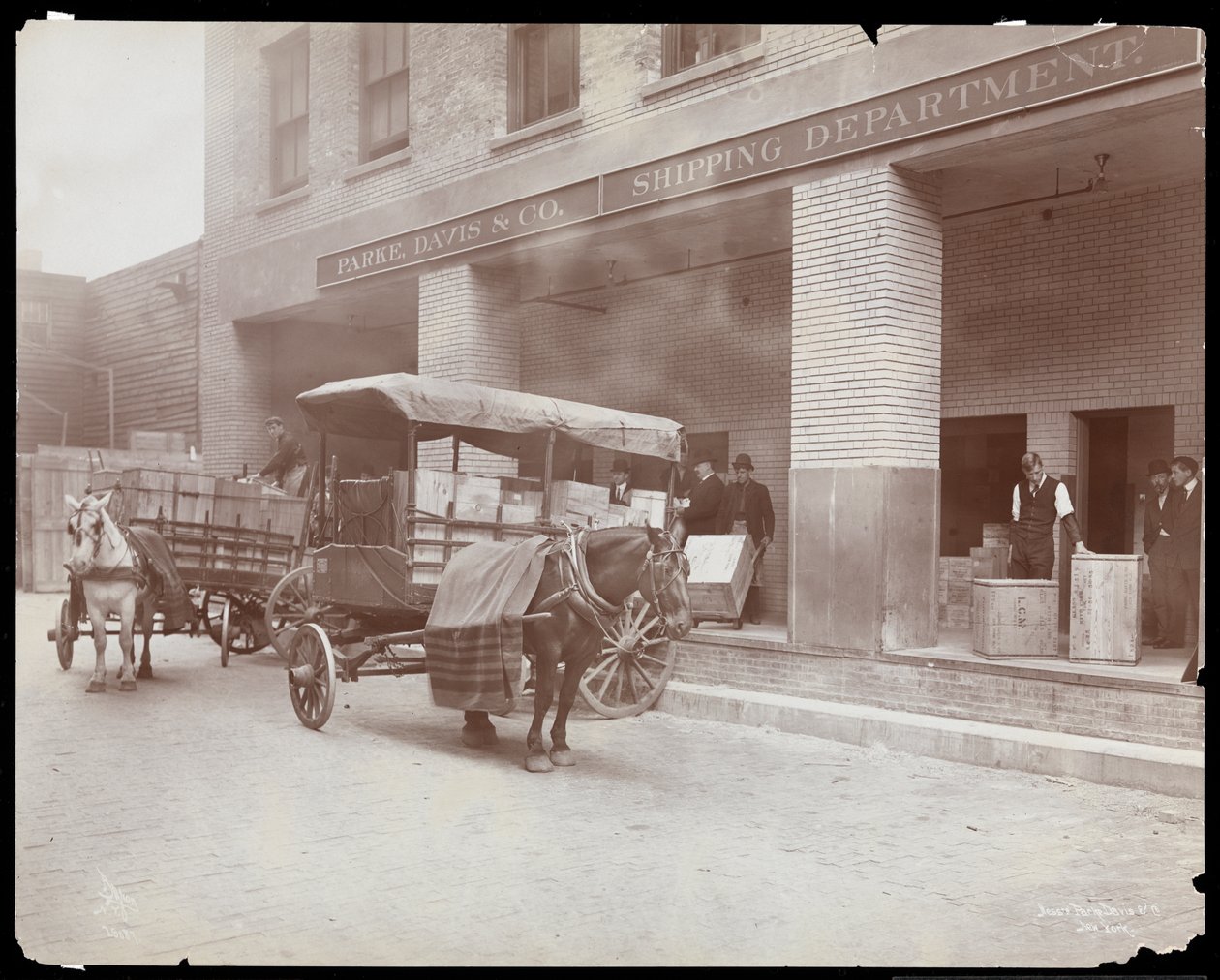 A Parke, Davis und Co., chemists, Hudson und Vestry Streets, New York-i hajózási részleg rakodóállomásának képe, 1910 (ezüst zselatin nyomat) alkotó: Byron Company