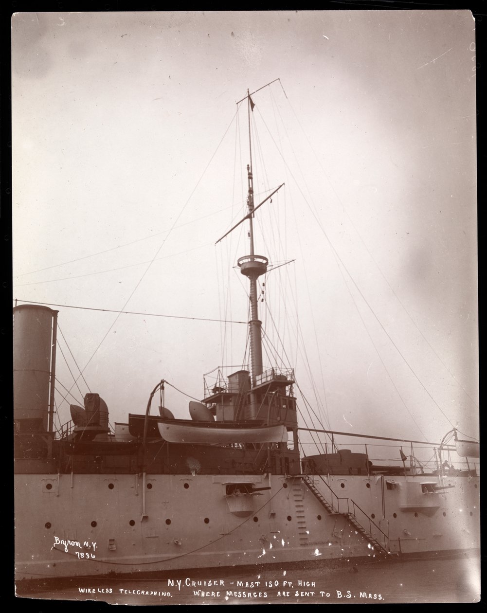 Vezeték nélküli távírás: A 150 láb magas árboc, amelyről Marconi vezeték nélküli jelét küldték Bostonba, Massachusetts, 1899-1900 (ezüst zselatinos nyomat) alkotó: Byron Company