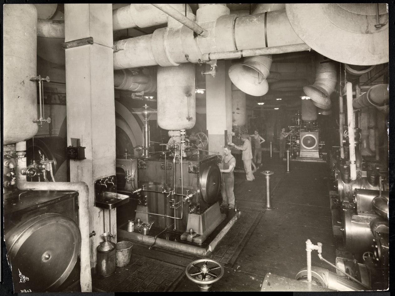 Egy kazánház a Hotel McAlpinban, 1913 (ezüst zselatin nyomat) alkotó: Byron Company