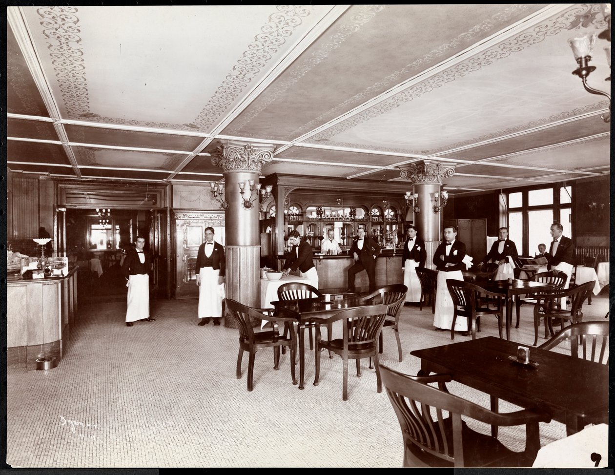 Kávéház a Hotel Majesticben, 1902 (ezüst zselatinos nyomat) alkotó: Byron Company