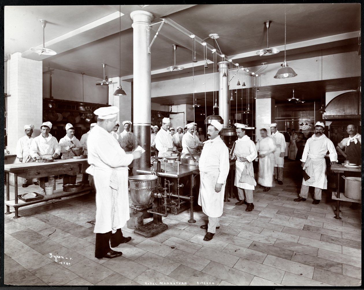 A Manhattan Hotel konyhája, 1902 (ezüst zselatin nyomat) alkotó: Byron Company