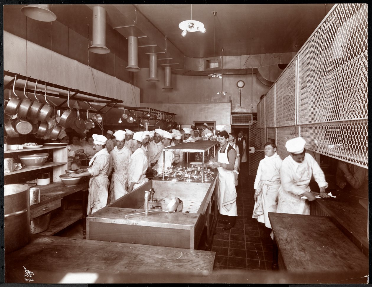 A konyha a Philadelphia Ritz-Carlton Hotelben, 1913 (ezüst zselatin nyomat) alkotó: Byron Company