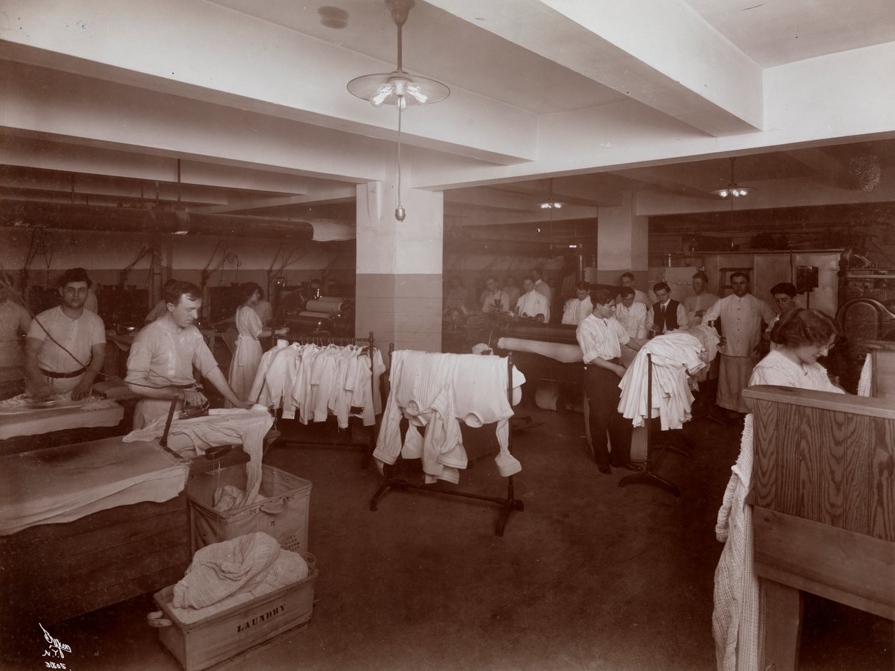 A Hotel McAlpin mosókonyha, 1913 (ezüst zselatin nyomat) alkotó: Byron Company