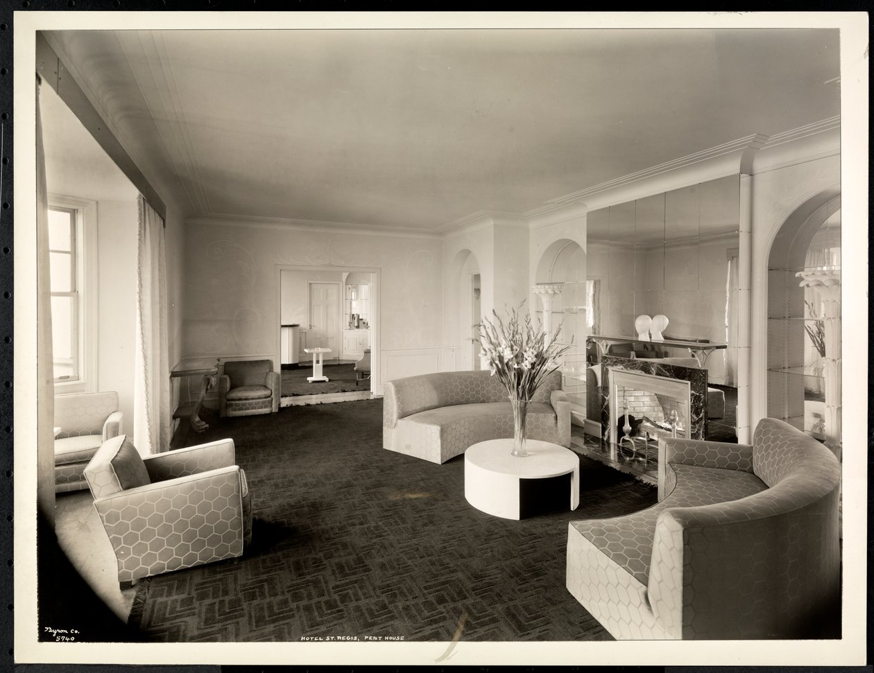 A Hotel St. Regis penthouse szalonja, 1937 (ezüst zselatin nyomat) alkotó: Byron Company