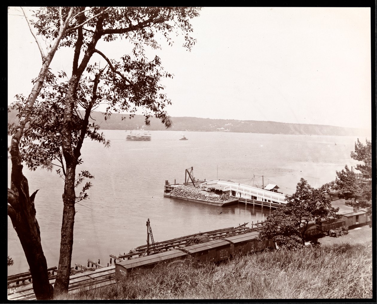 Kilátás északkeletre a Riverside Drive és Park felől a Hudson folyó felé, New York, 1893 körül (ezüst zselatin nyomat) alkotó: Byron Company