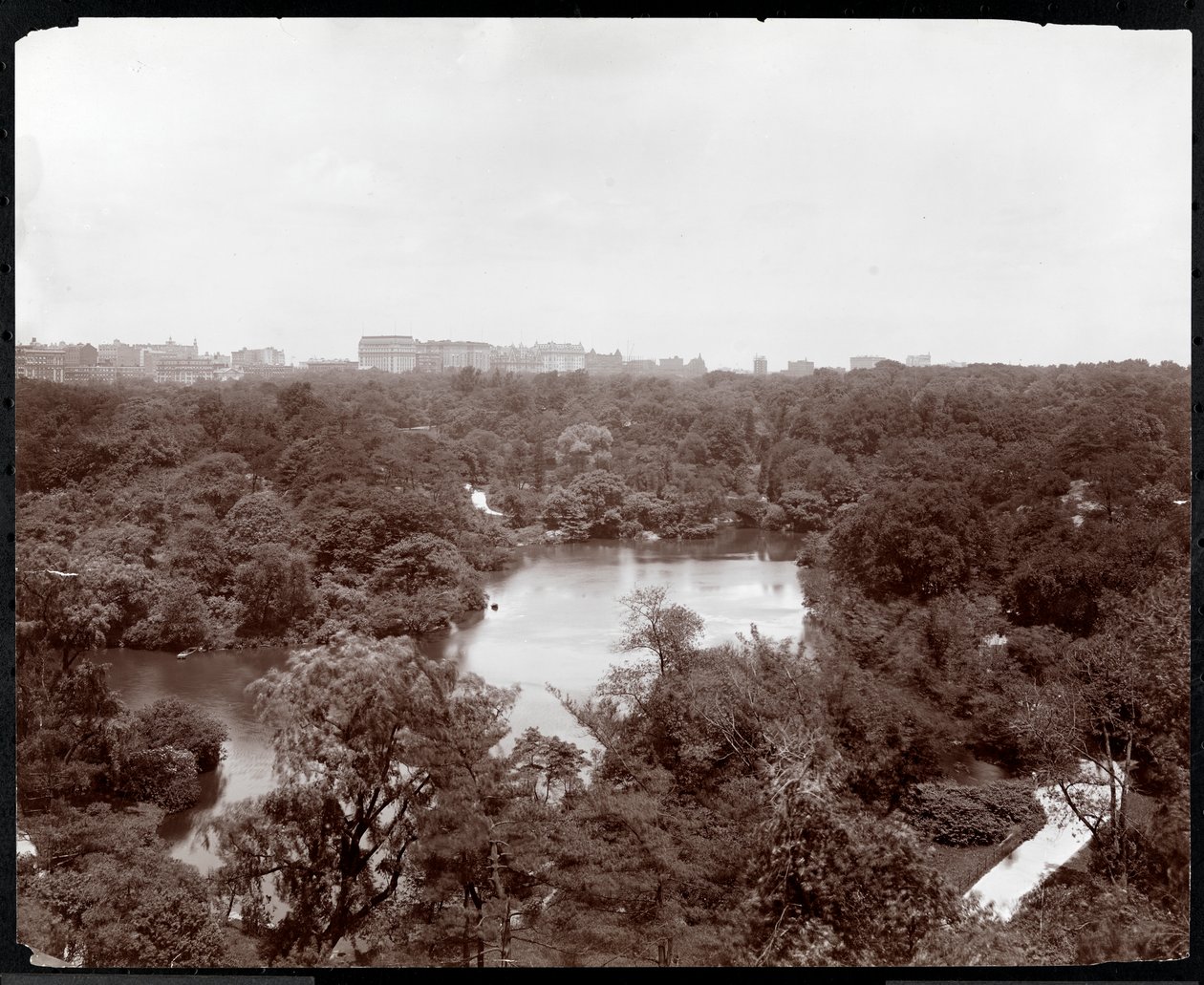 A Central Park látképe a Plaza Hotelből, 5. sugárút és 59. utca, New York, 1907 (ezüstzselatinos nyomat) alkotó: Byron Company