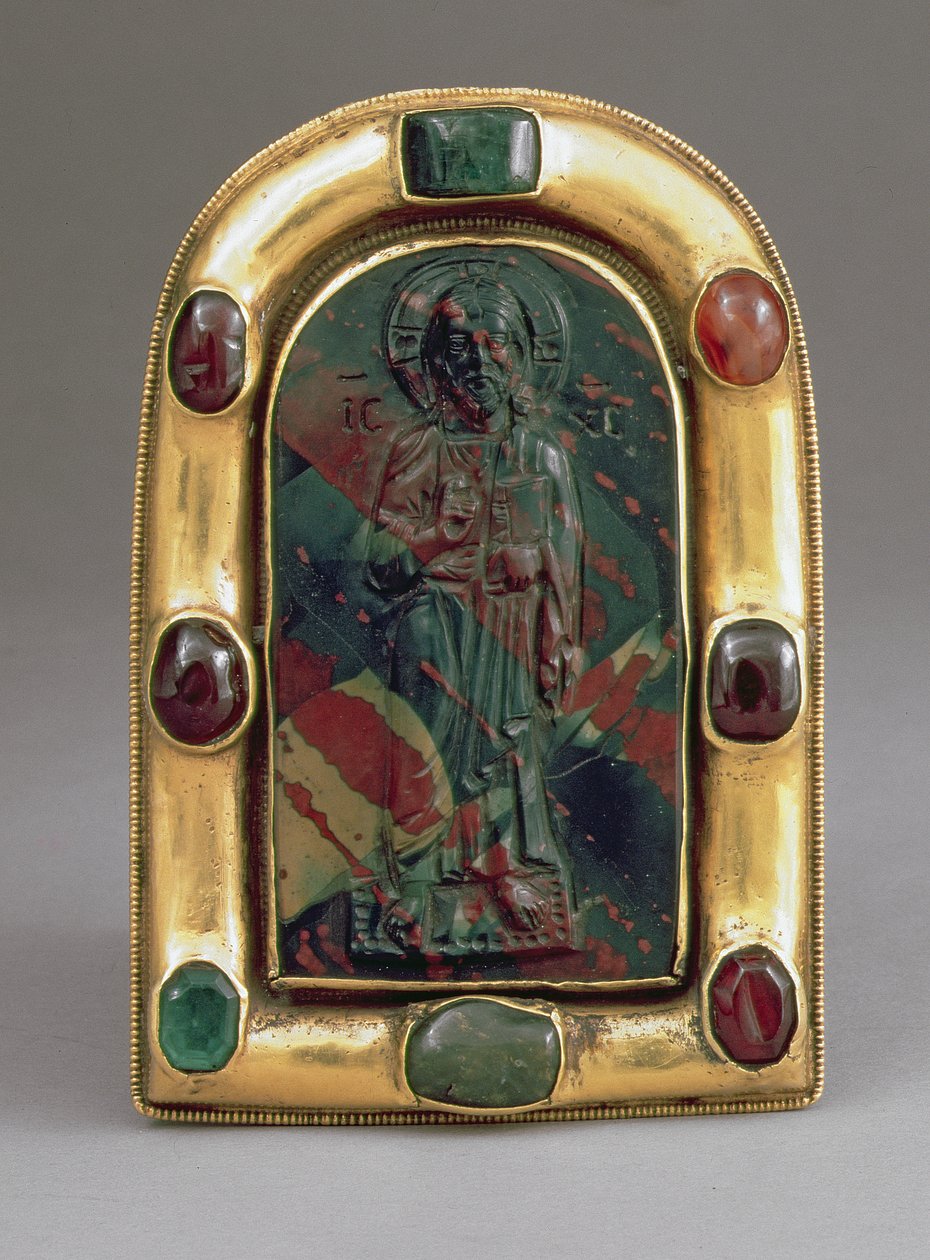 Krisztus áldását adó Cameo (jáspis, arany és drágakövek) alkotó: Byzantine
