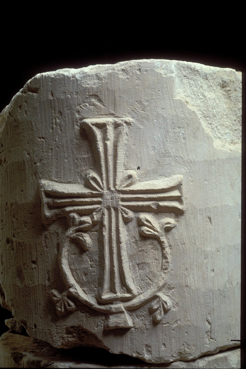 Egy korai bizánci templom tőkéje Nizanahban, Negev északi részén. alkotó: Byzantine