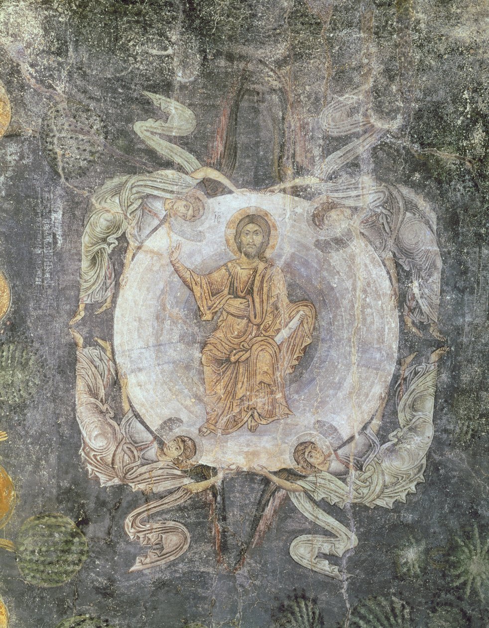 Krisztus a Felségben négy angyallal körülvéve, mennyezetfestmény, XI-XIV alkotó: Byzantine