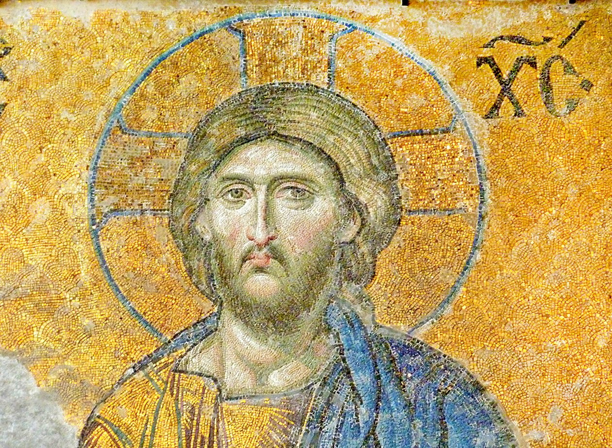Krisztust ábrázoló Deësis mozaik, Hagia Sophia, Törökország, 1261 körül (mozaik) alkotó: Byzantine