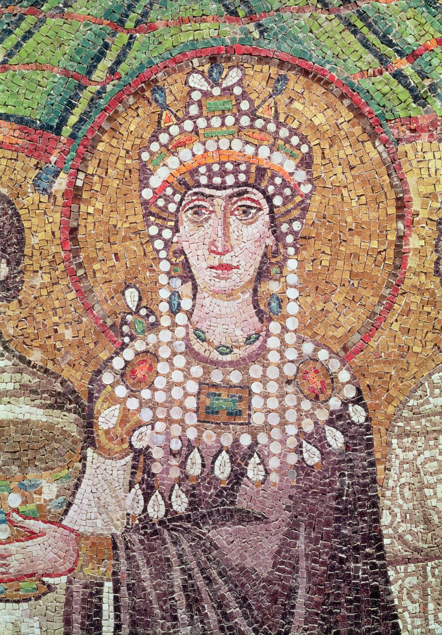 Theodora császárné két lelkészből és hét nőből álló udvarával, Theodora részlete, i.sz. 547 körül alkotó: Byzantine School