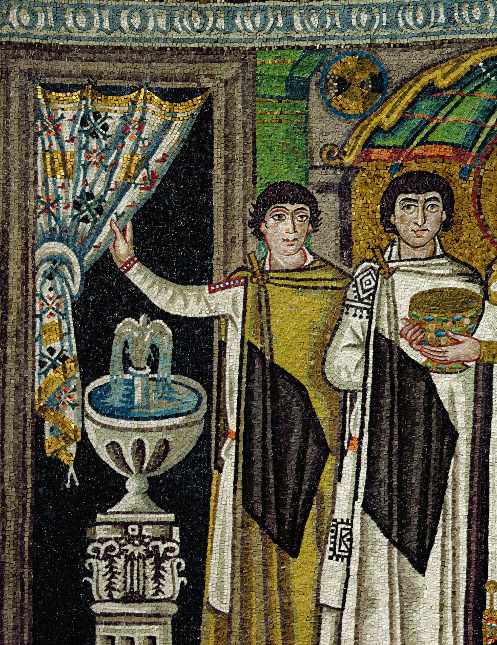 Udvariak a szökőkútnál (mozaik) alkotó: Byzantine School
