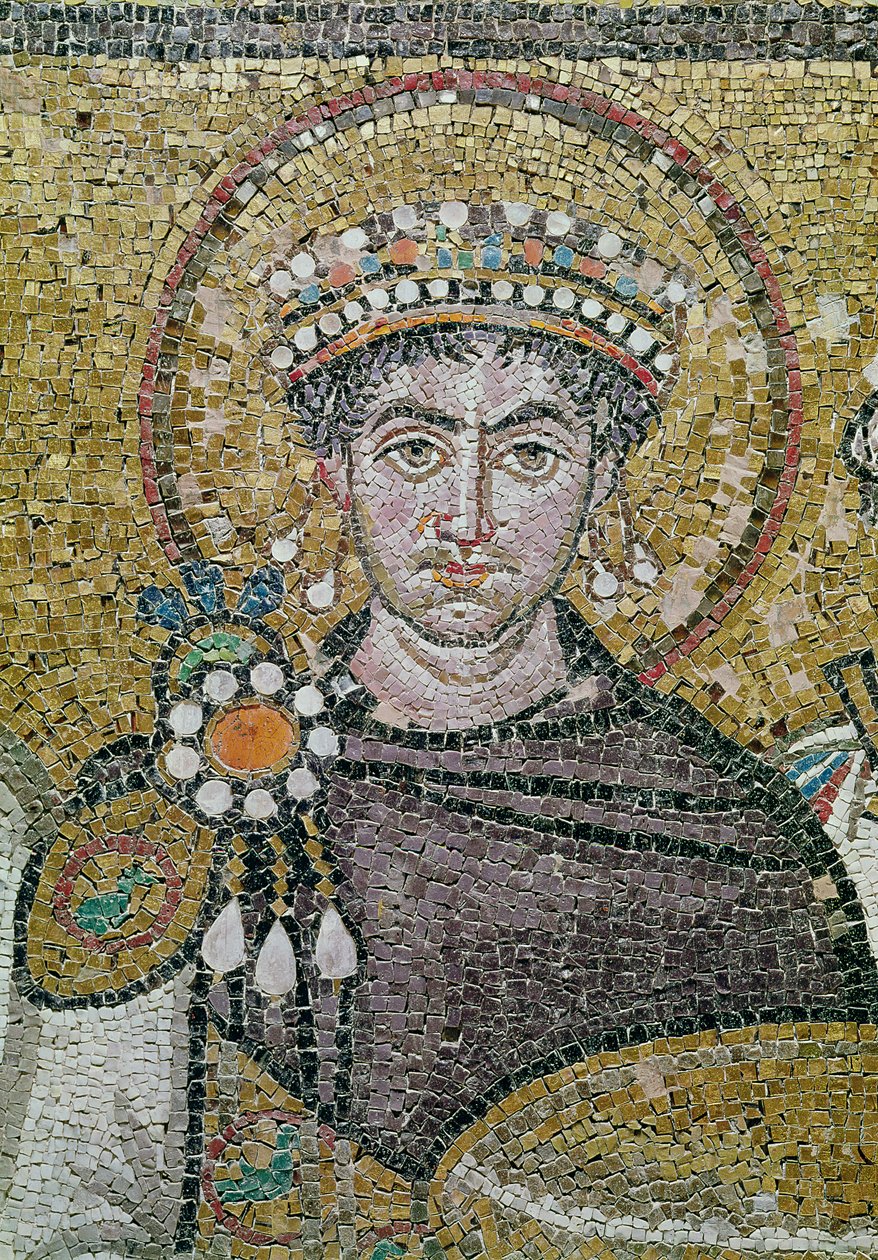 I. Justinianus császár (483-565) i.sz. 547 körül (mozaik) (83451 részlet) alkotó: Byzantine School