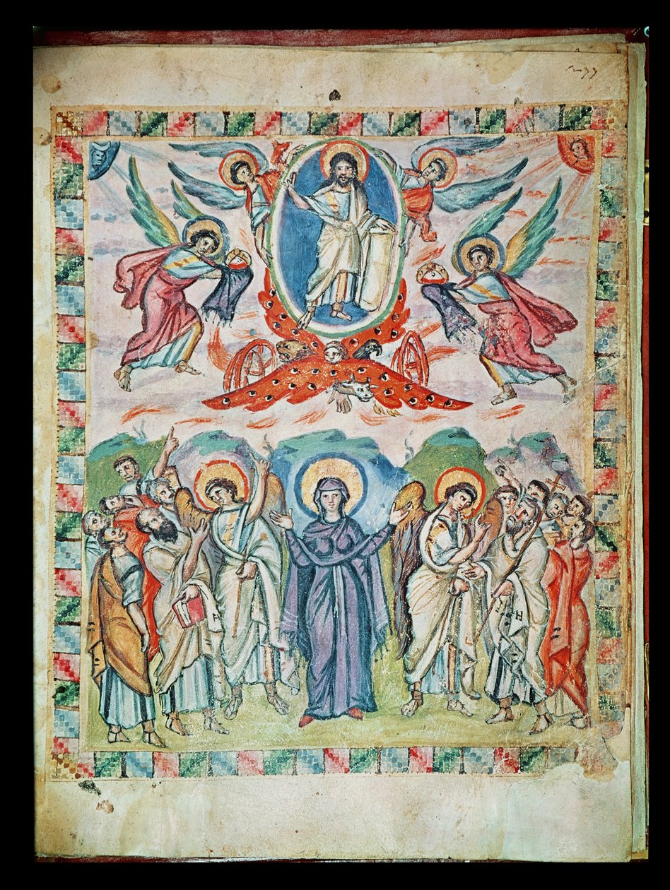 Ms Plt 1 56 A mennybemenetel, a Rabula evangéliumokból, i.sz. 586 alkotó: Byzantine School