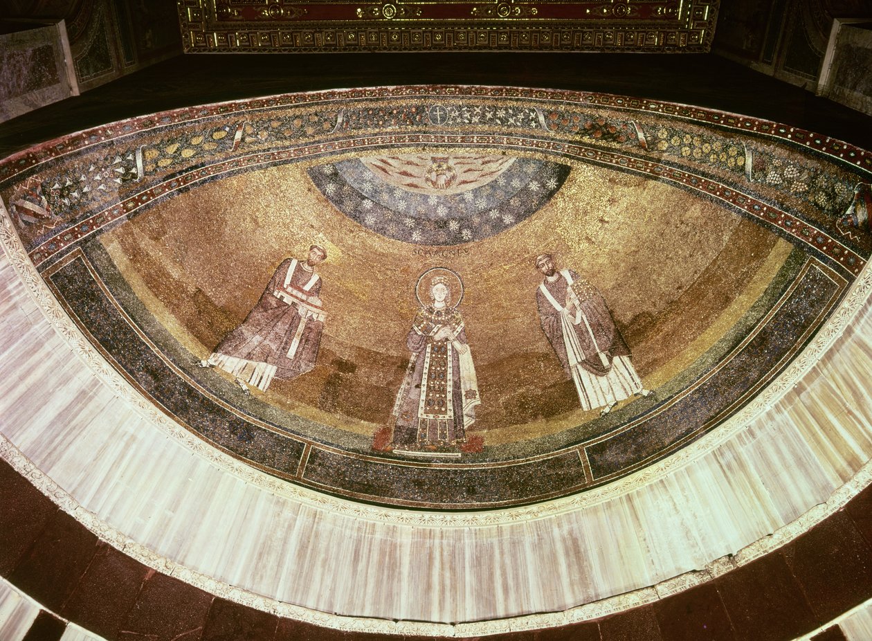 Szent Ágnes két pápa között, az apszisból, 625-36 (mozaik) alkotó: Byzantine School