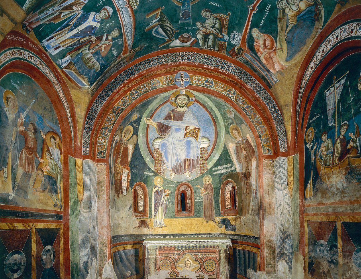 Szent Eldrad és Szent Miklós kápolna, bizánci stílusú román freskókkal, 11. század vége, Novalesa apátság, Piemont, Olaszország alkotó: Byzantine