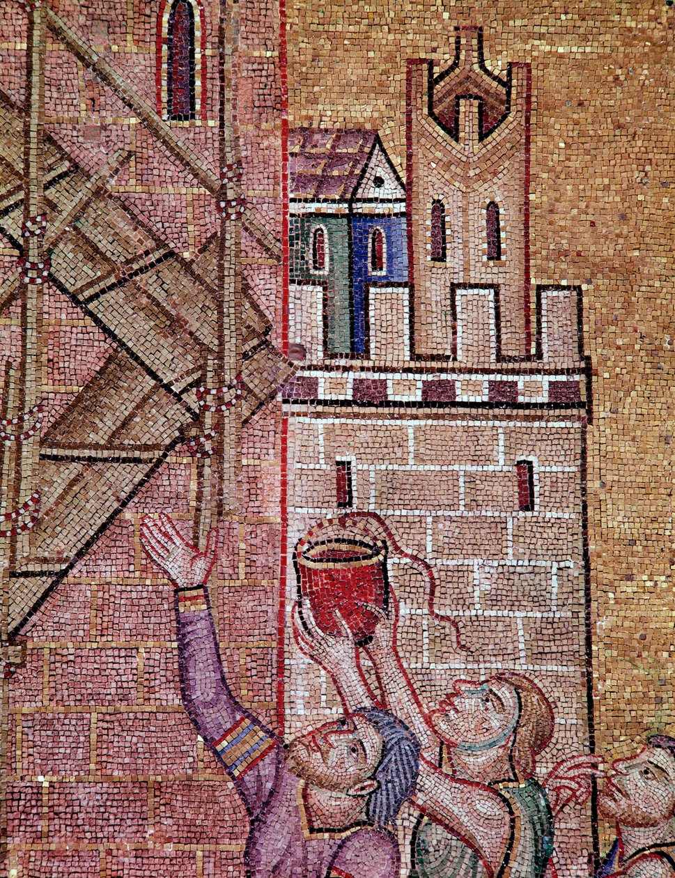 Bábel tornyának építése (mozaik alkotó: Byzantine