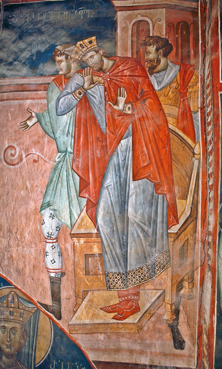 Diocletianus (Diocletien, 244-311)- Peinture de Damiane (aktív 14. század) - 14. század - Freskó - Szent György-kolostor, Ubisi ©FineArtImages/Leemage alkotó: Byzantine