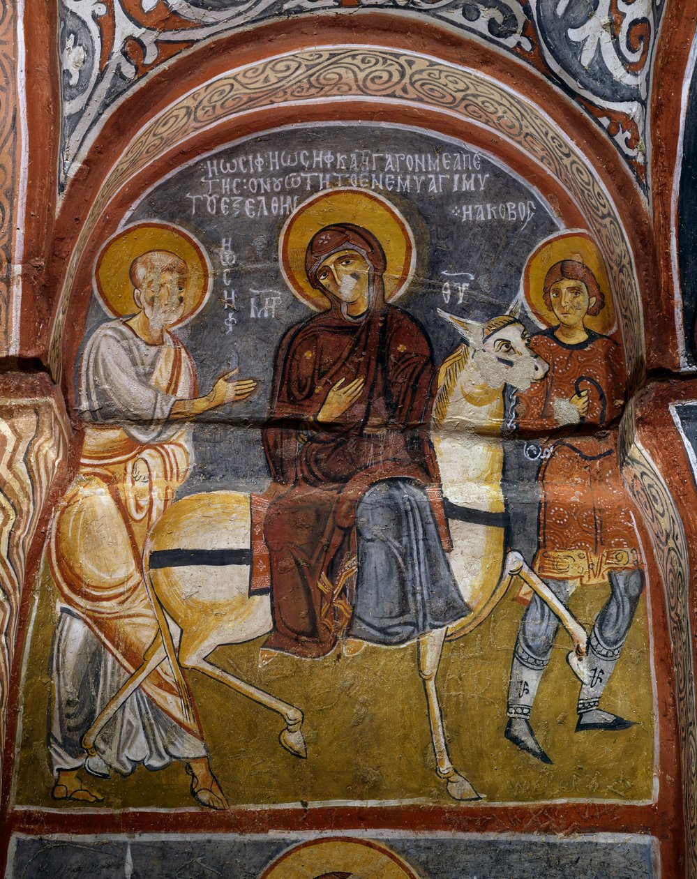 Repülés Egyiptomba, bizánci freskó (XII. század), Karanlik Kilise (Sötét templom) (XII-XIII. század), Göreme (az UNESCO világörökségi listája) alkotó: Byzantine