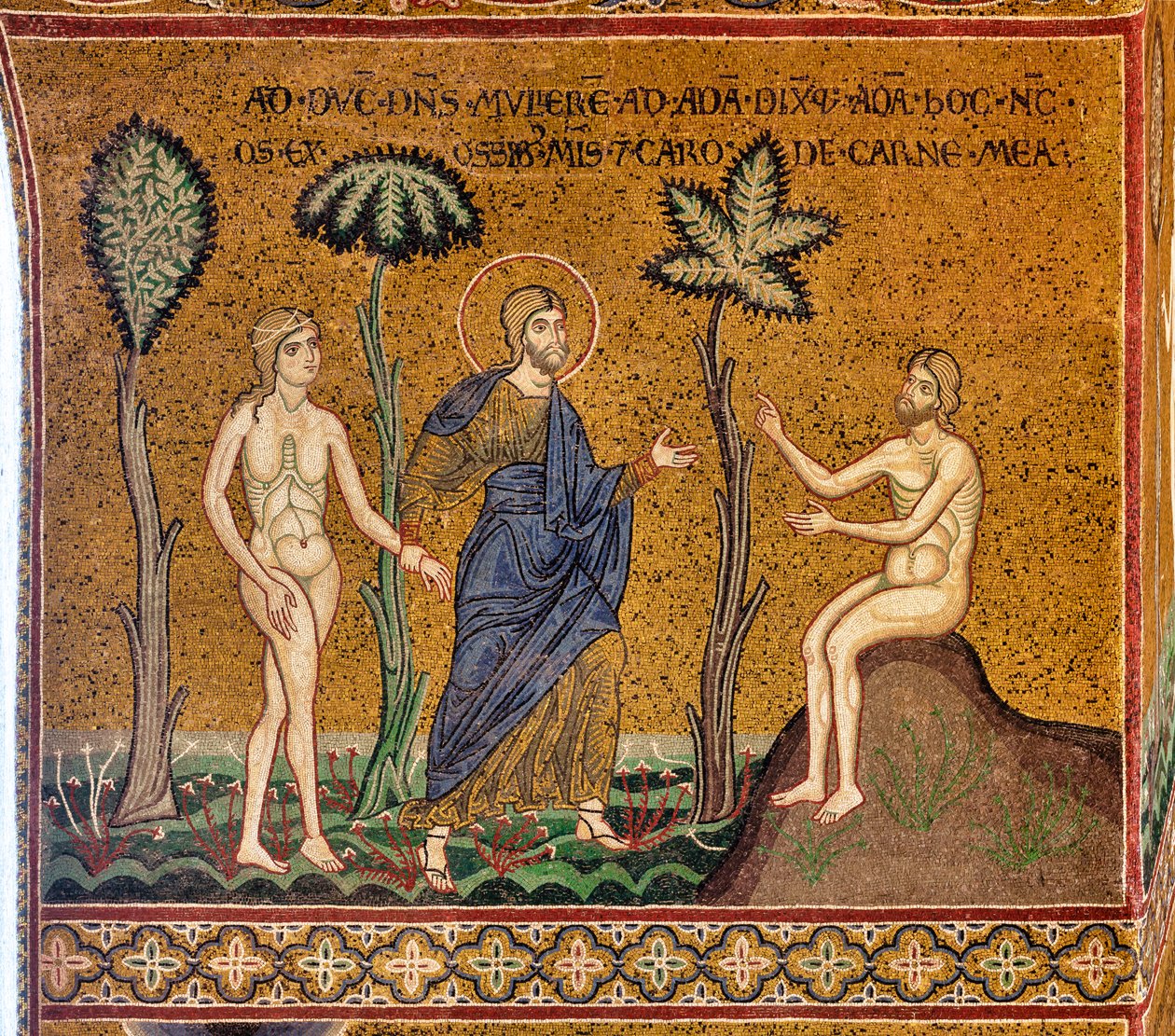 Isten bemutatja Évát Ádámnak, bizánci mozaik, XII-XIII mp, az ellenhomlokzaton (mozaik) alkotó: Byzantine