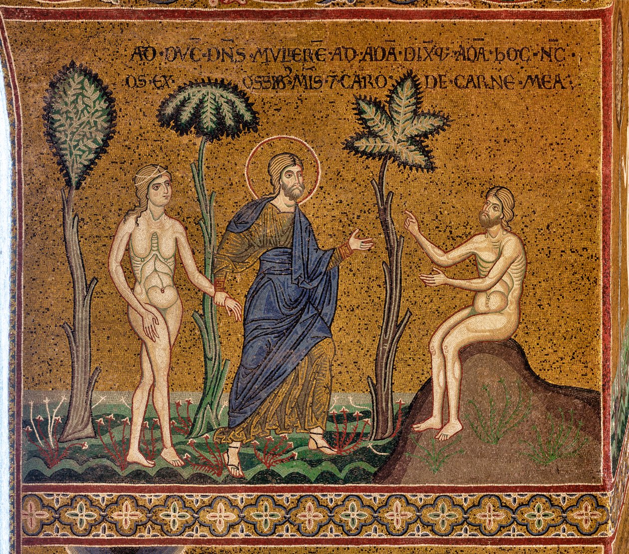 Isten bemutatja Évát Ádámnak, bizánci mozaik, XII-XIII mp, az ellenhomlokzaton (mozaik) alkotó: Byzantine