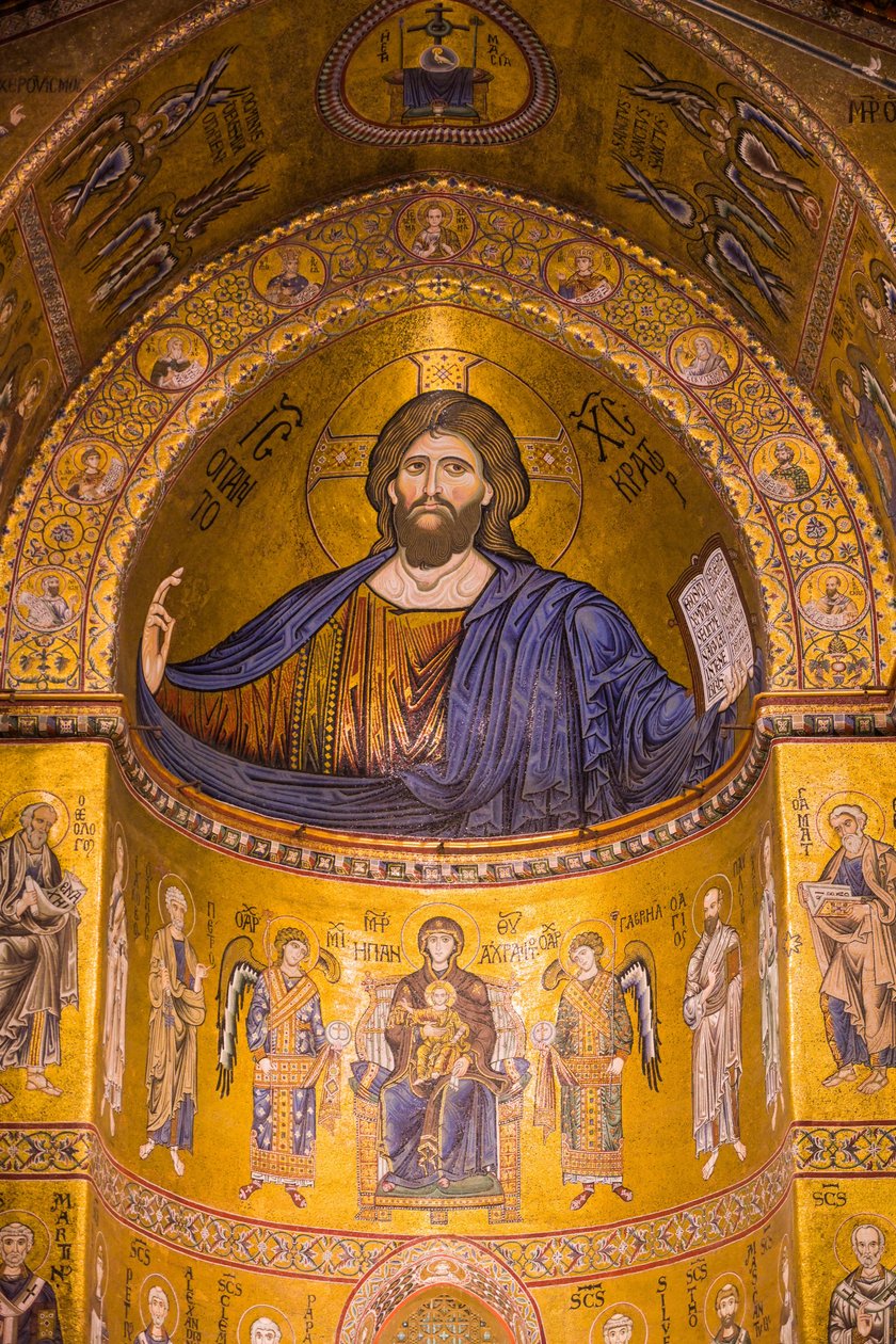 Jézus képe, Santa Maria Nuova székesegyház, Monreale, Szicília, Olaszország, Európa alkotó: Byzantine