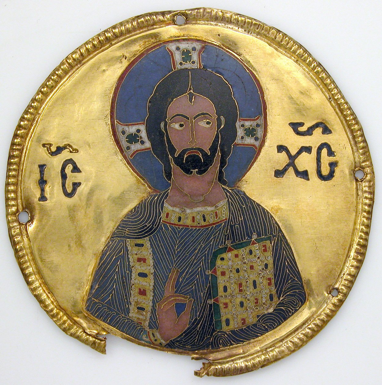 Medalion Krisztussal ikonkeretből, 1100 körül (arany, ezüst és zománcozott ékszer) alkotó: Byzantine