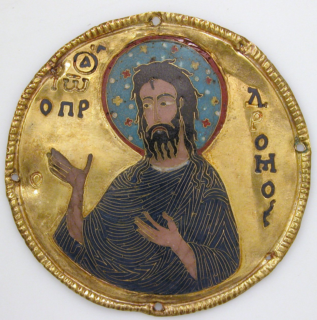 Medalion Keresztelő Szent Jánossal ikonkeretből, 1100 körül (arany, ezüst és zománcozott ékszer) alkotó: Byzantine