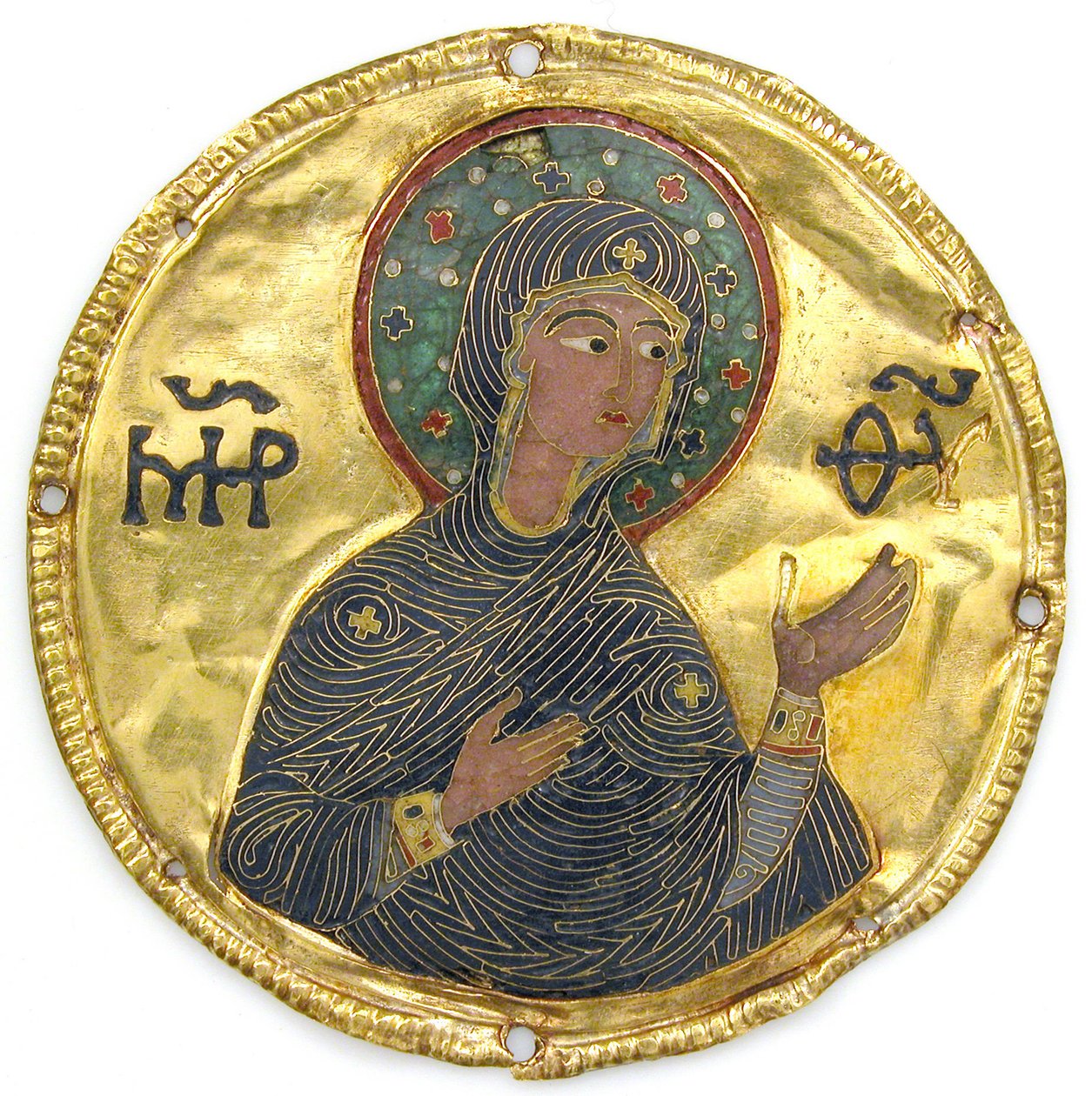 Érem a Szűzzel egy ikonkeretből, 1100 körül (arany, ezüst és zománcozott cloisonné) alkotó: Byzantine