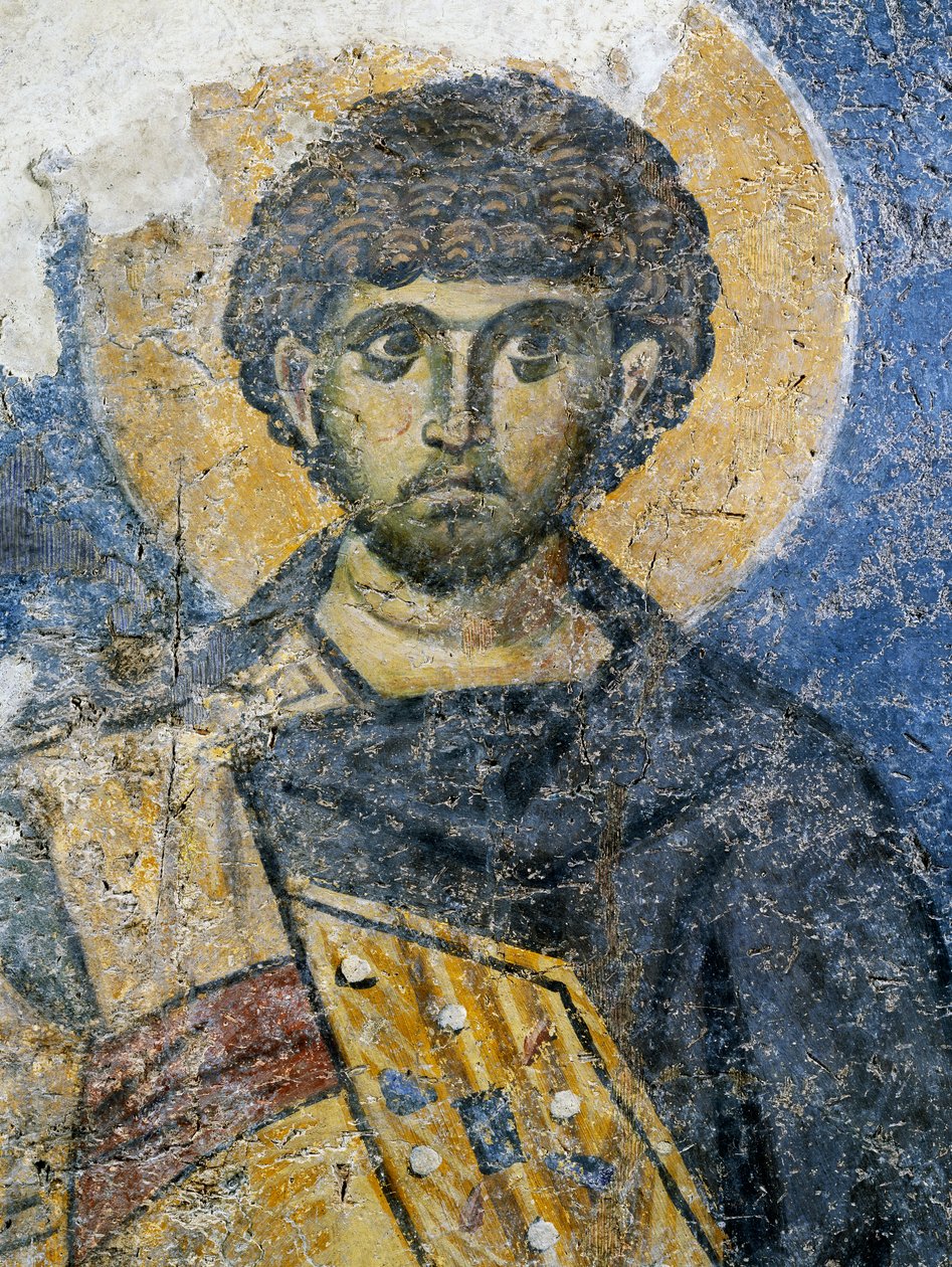 Cézárei Mercurius, Konstantinápolyi Szent Mária freskótöredéke (ma Odalar-mecset), Isztambul, Törökország. Bizánci civilizáció alkotó: Byzantine