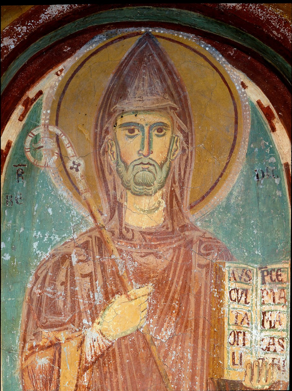 Nursie-i Szent Benedek ábrázolása (6. század) A bizánci iskola freskójának részlete. 13. század eleje. Szent Benoit kolostor (Sacro Speco), Szent Gergely a Subiaco kápolna (Róma), Olaszország alkotó: Byzantine