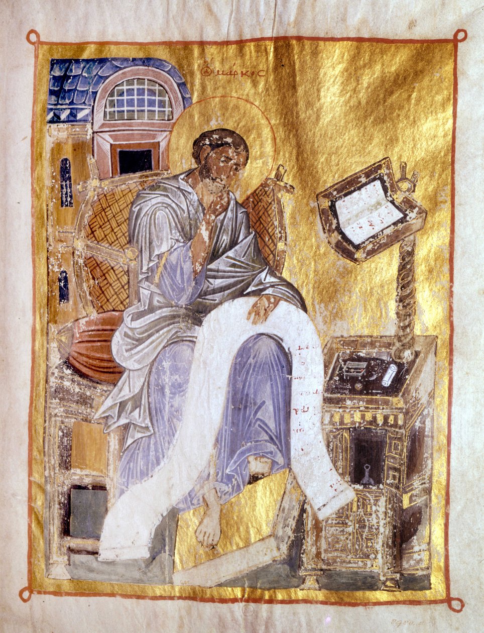 Szent Márk egy 13. századi bizánci kéziratban ábrázolva, London, Victoria és Albert. alkotó: Byzantine