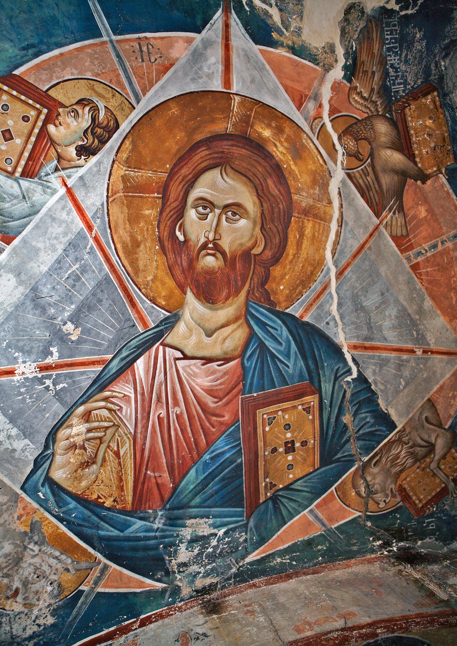 Salvator Mundi (a világ megváltója) - Peinture de Damiane (aktív 14. század) - 14. század - Freskó - Szent György-kolostor, Ubisi (Georgie) ©FineArtImages/Leemage alkotó: Byzantine