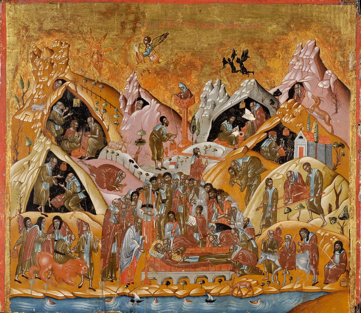 Megszentelt Szent Sabbás elmúlása, XVI. század vége. alkotó: Byzantine