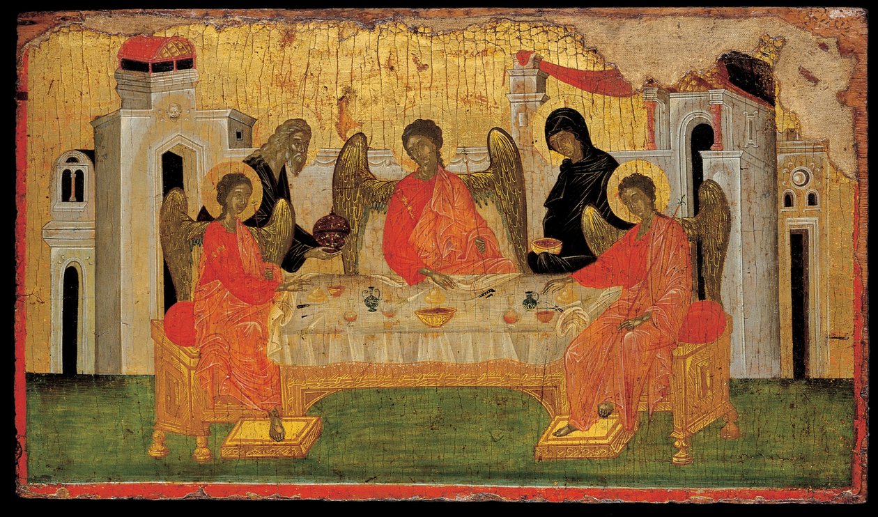 Ábrahám vendégszeretete Ószövetségi Szentháromság, 1380 körül alkotó: Byzantine