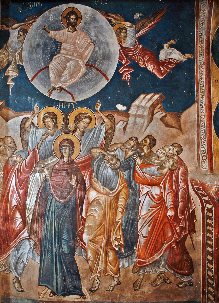 A feltámadás - Peinture de Damiane (aktív 14. század) - 14. század - Freskó - Szent György-kolostor, Ubisi ©FineArtImages/Leemage alkotó: Byzantine
