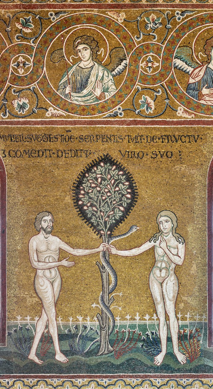 Az eredendő bűn, bizánci mozaik, ószövetségi ciklus-földi paradicsom, XII-XIII mp (mozaik) alkotó: Byzantine