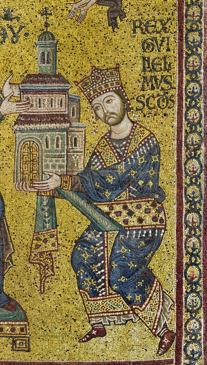 kereszthajó: a bizánci mozaik, amely II. Vilmos királyt ábrázolja, amint a székesegyházat felajánlja Szűz Máriának, részlet (mozaik) alkotó: Byzantine