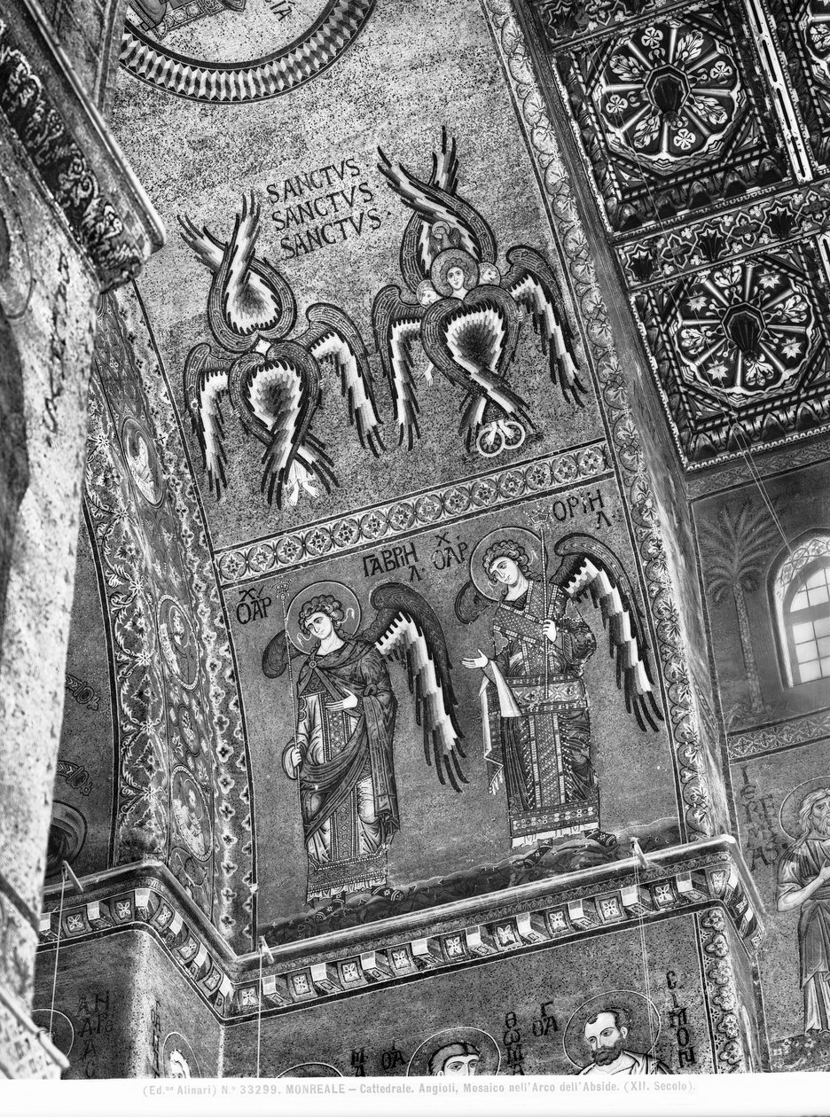 Részlet angyalokról az apszisból, 1175-1250 körül (mozaik) alkotó: Byzantine Byzantine