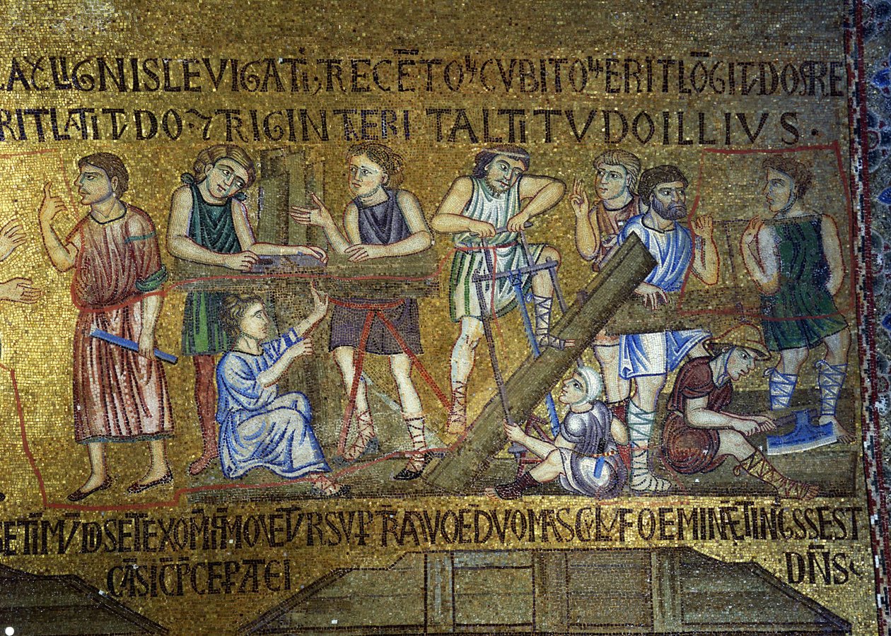 Noé története: A bárka belső mozaikrészletének építése a Szent Márk-bazilikában, XI. alkotó: Byzantine Byzantine