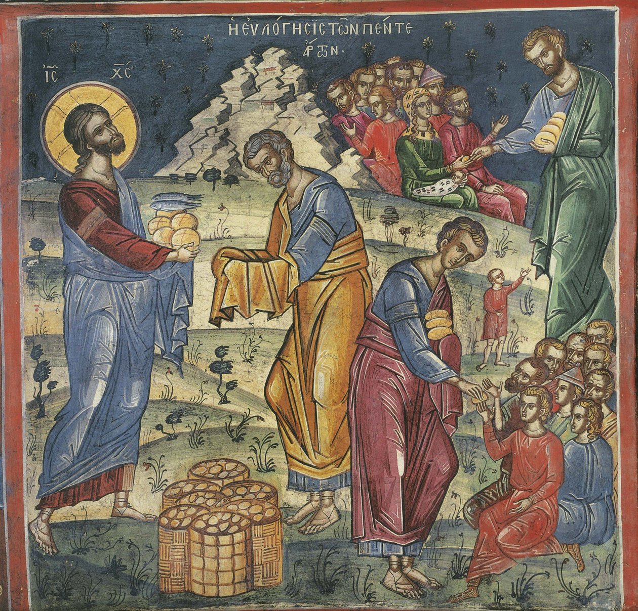 Az öt kenyér és két hal csodája, 16. század alkotó: Byzantine Byzantine