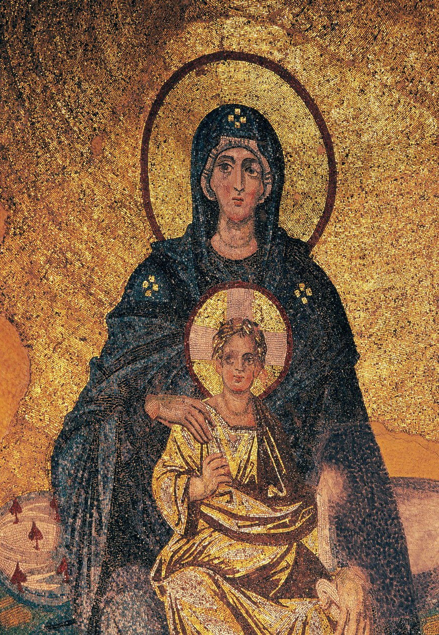 Szűz és gyermek trónol (mozaik) alkotó: Byzantine Byzantine