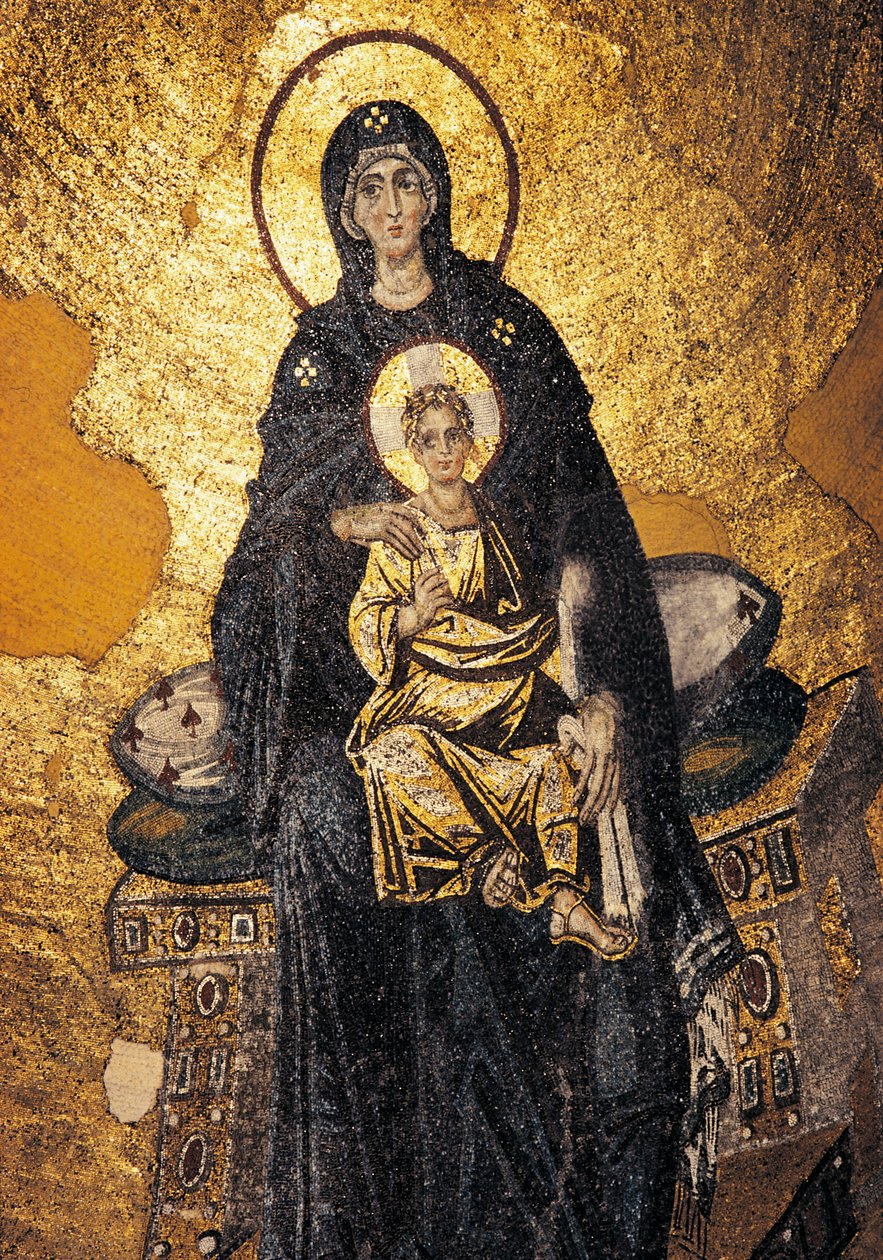 Szűz és gyermek trónol (mozaik) alkotó: Byzantine Byzantine