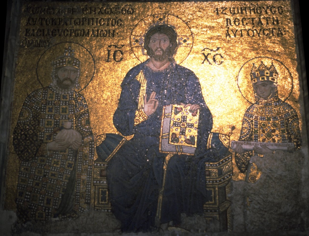 Pantokrátor Krisztus IX. Constantinus Monomachus császár és Zoé császárnő között, 1020 körül alkotó: Byzantine Byzantine