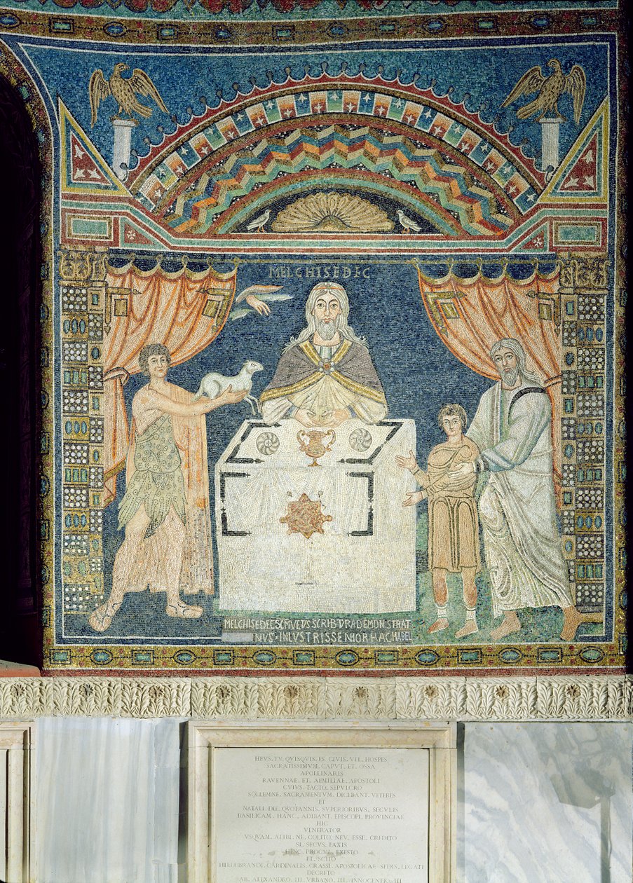 Ábrahám, Izsák és Melkizedek (mozaik) alkotó: Byzantine School