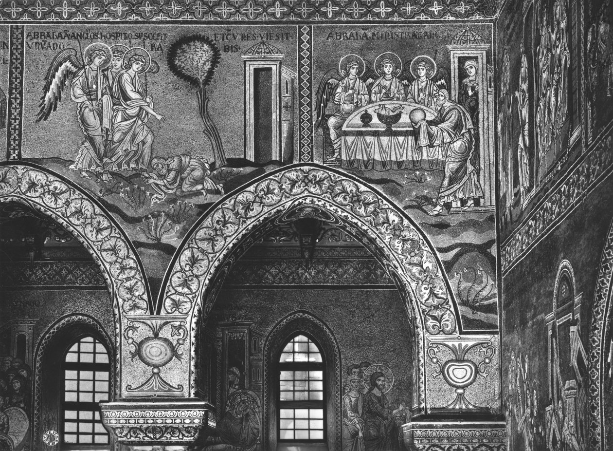 A három angyal megjelenése Ábrahámnak és Ábrahám vendégszeretete, 1182 körül (mozaik) alkotó: Byzantine School