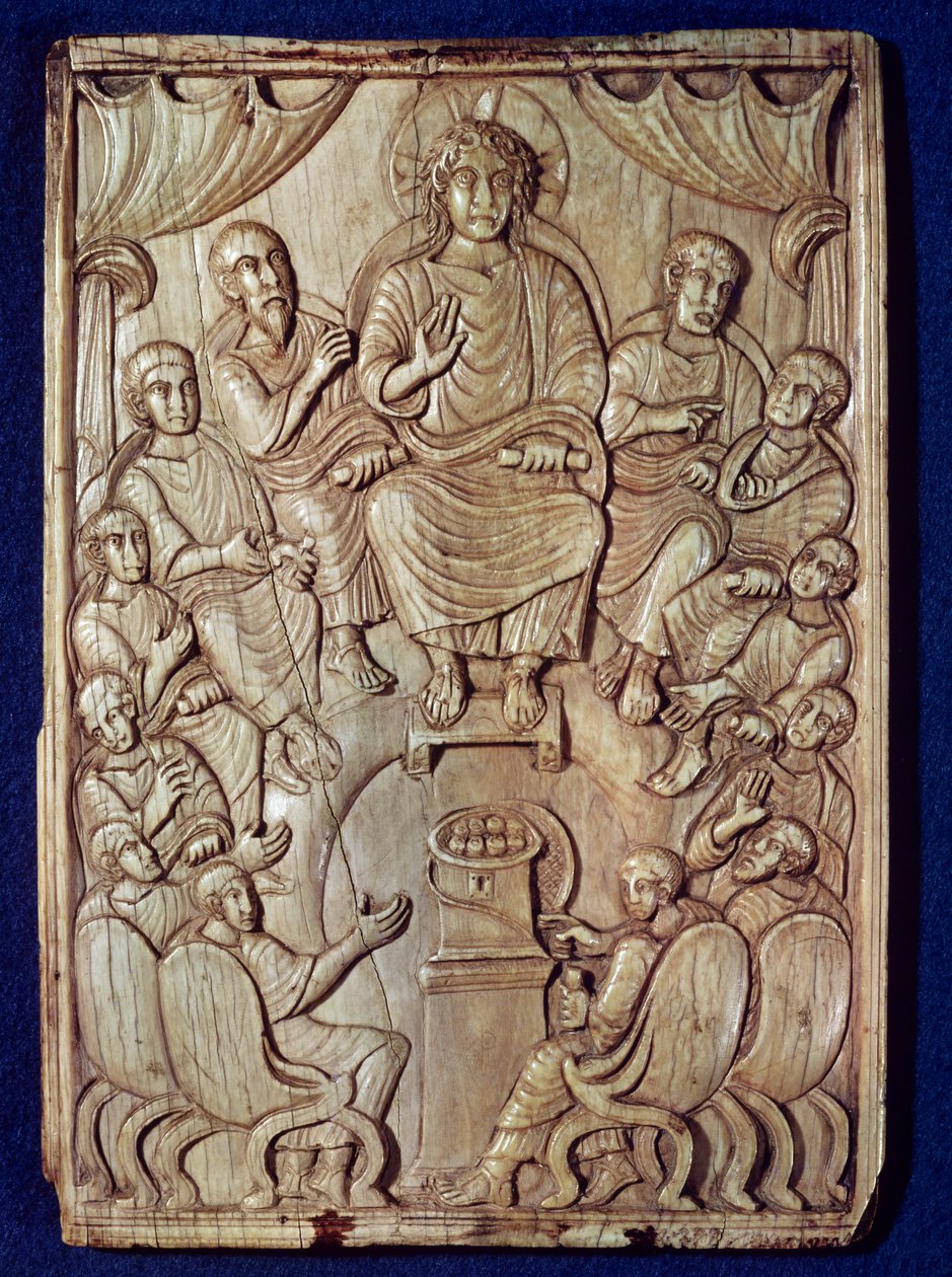 Krisztus a tizenkét apostollal alkotó: Byzantine School