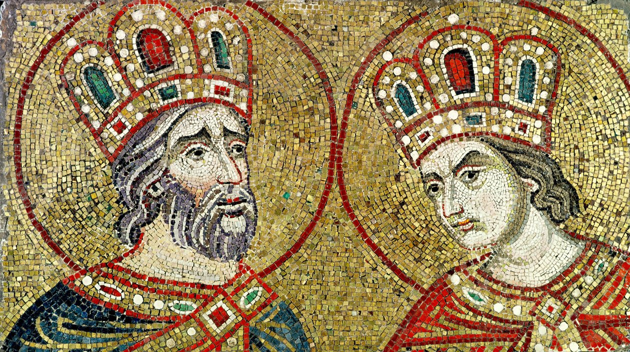 Nagy Konstantin (270-337) és Szent Heléna (mozaik) alkotó: Byzantine School